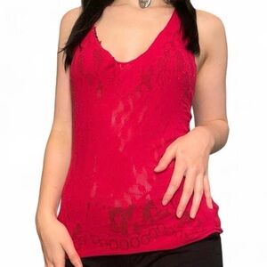 red lace bebe stretchy tank top